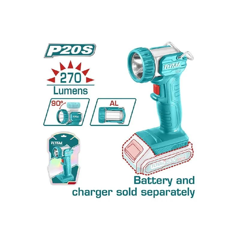 LAMPADA DA LAVORO 5W 270LUMEN 20V SENZA BATTERIA TOTAL