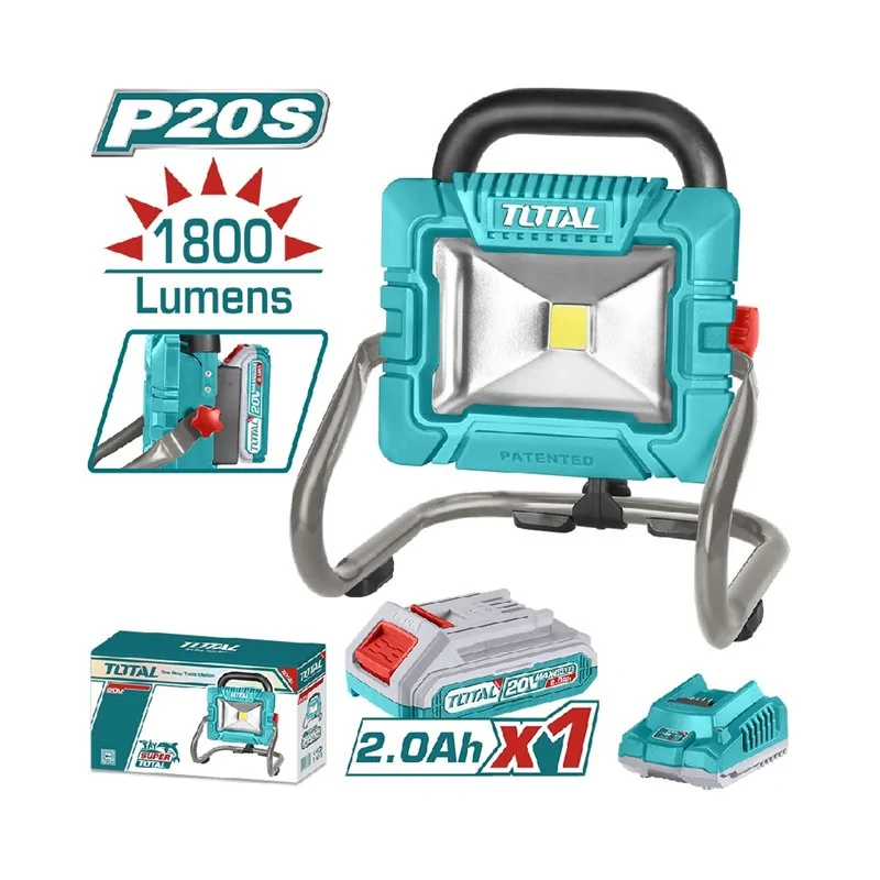 PROIETTORE 20W 1800 LUMEN 20V CON BATTERIA 2AH TOTAL