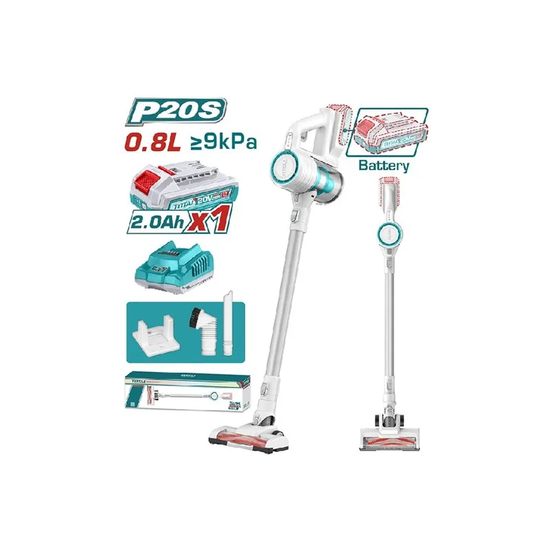 ASPIRAPOLVERE HEPA 20V CON BATTERIA 2AH E ACCESSORI TOTAL