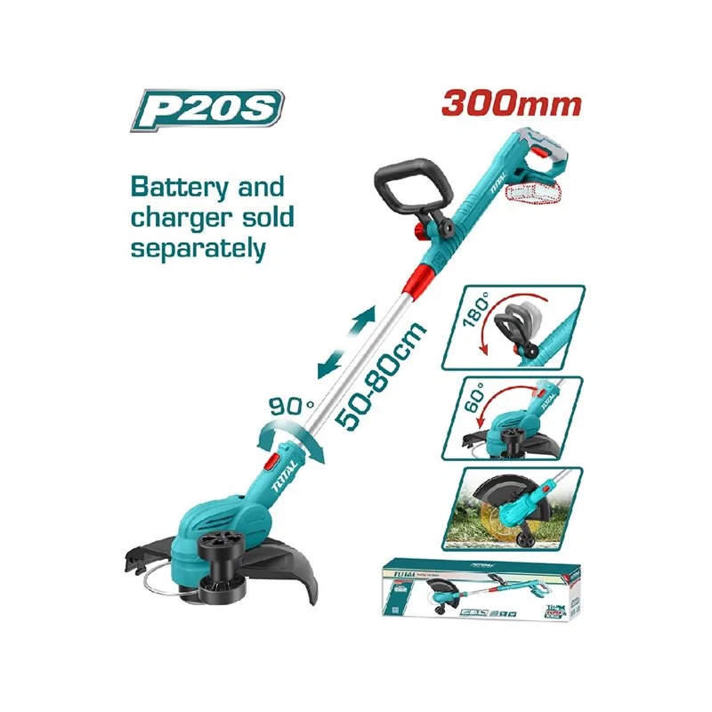 DECESPUGLIATORE TELESCOPICO 20V CM 30 CON RUOTA SENZA BATTERIA TOTAL