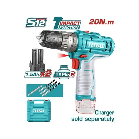 TRAPANO PERCUSSIONE 12V CON 2 BATTERIE 1,5AH TOTAL