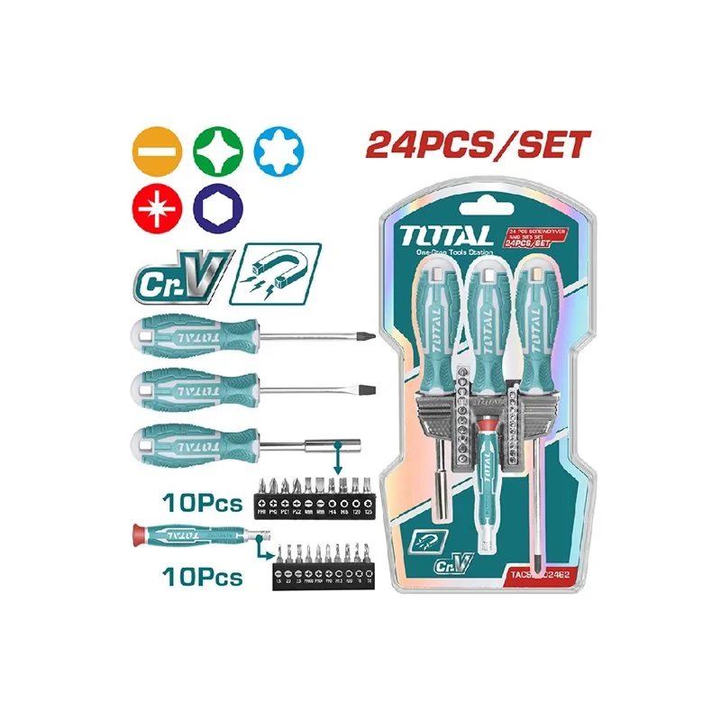 SET CACCIAVITI MAGNETICI + PORTAINSERTI CON 24 BITS CR-V TOTAL