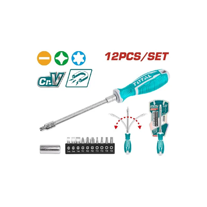 CACCIAVITE MAGNETICO FLESSIBILE CON 12 BITS CR-V TOTAL