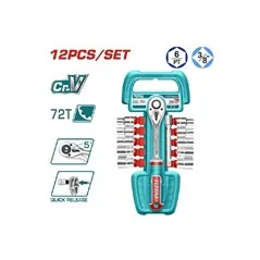 SET CRICCHETTO CON BUSSOLE DA 3/8 PZ 12 CR-V TOTAL