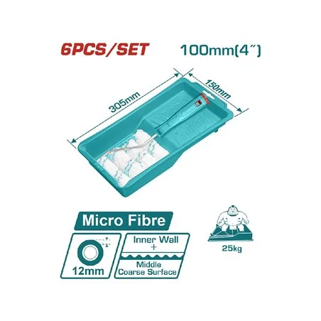SET 6 RULLI MM 100 CON VASCHETTA TOTAL