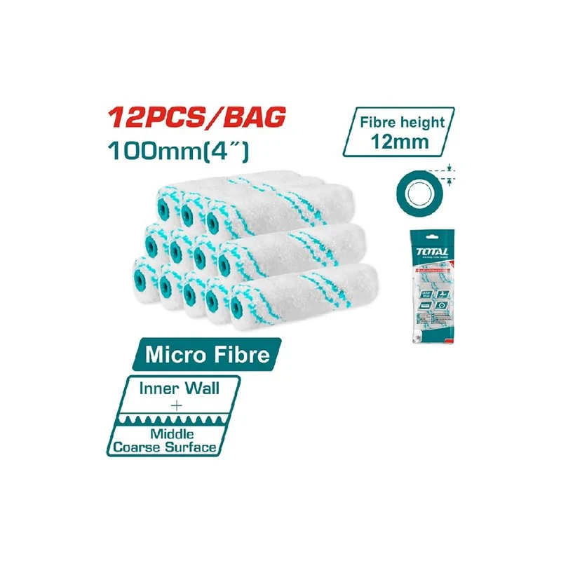 SET 12 RULLI RICAMBIO MICROFIBRA MM 100 TOTAL