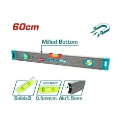 LIVELLA MAGNETICA BILATERALE 3 BOLLE CM 60 TOTAL