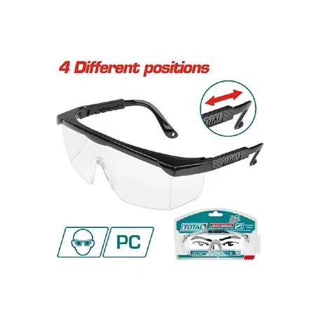 OCCHIALI SICUREZZA TRASPARENTI REGOLABILI ASTINE NERE TOTAL