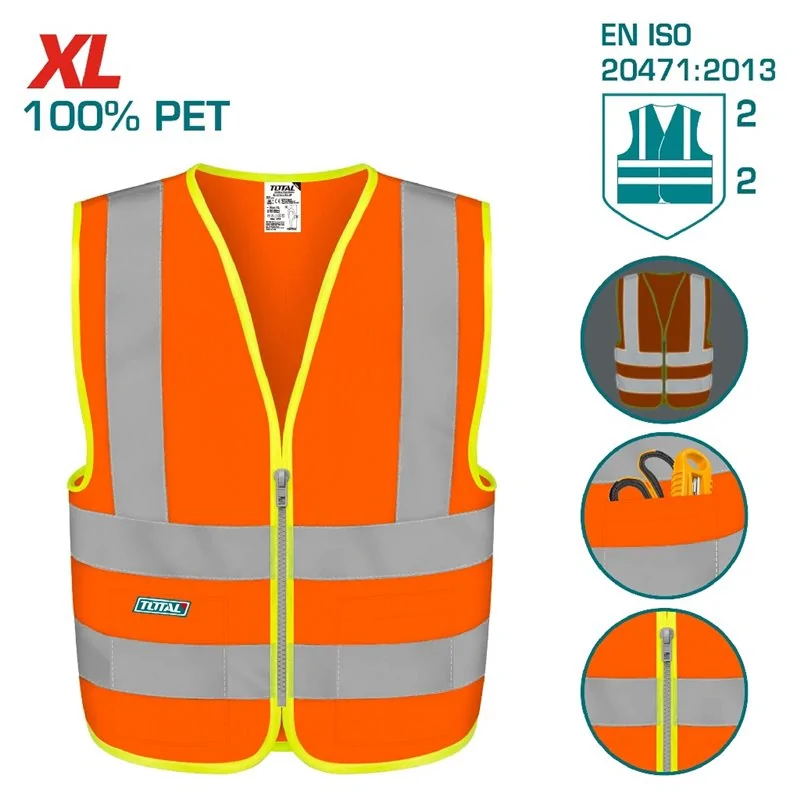 GILET ARANCIO XL CON BANDE ALTA VISIBILITA' TOTAL
